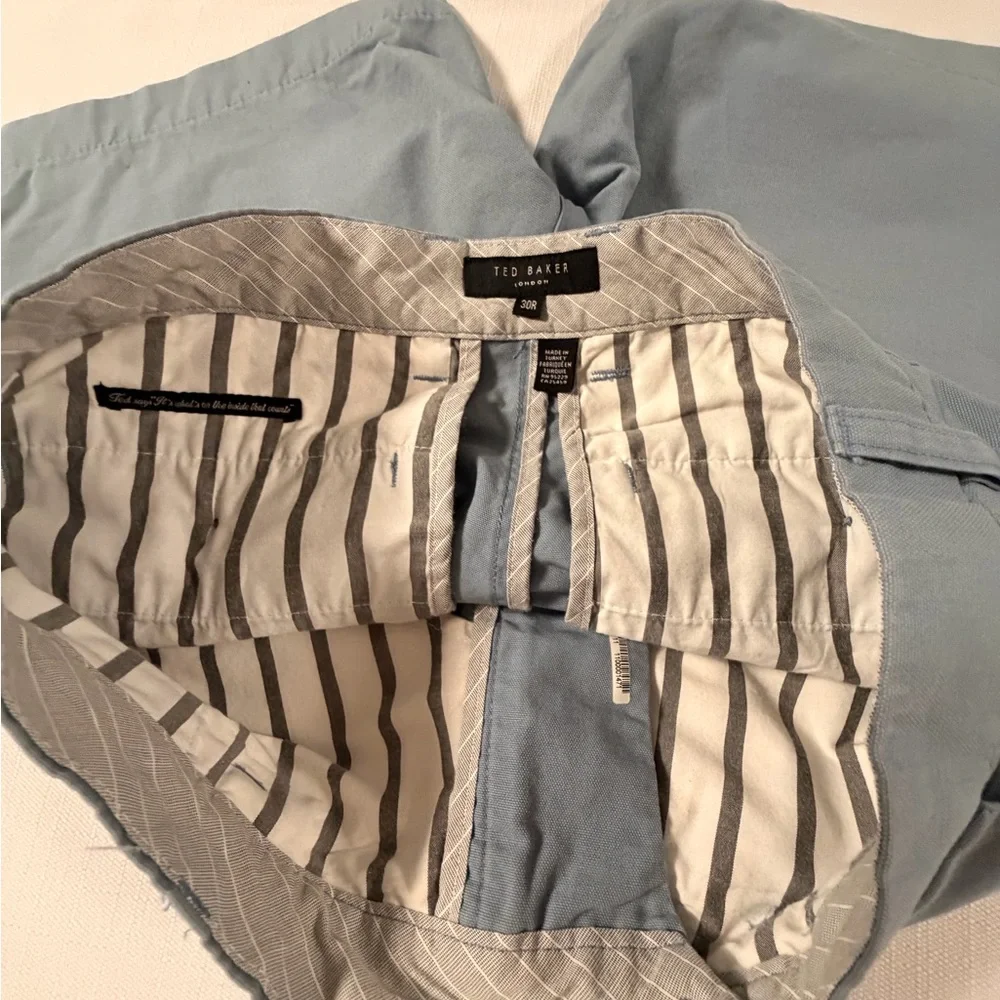 Ted Baker Light Blue Flat Front Cotton Shorts